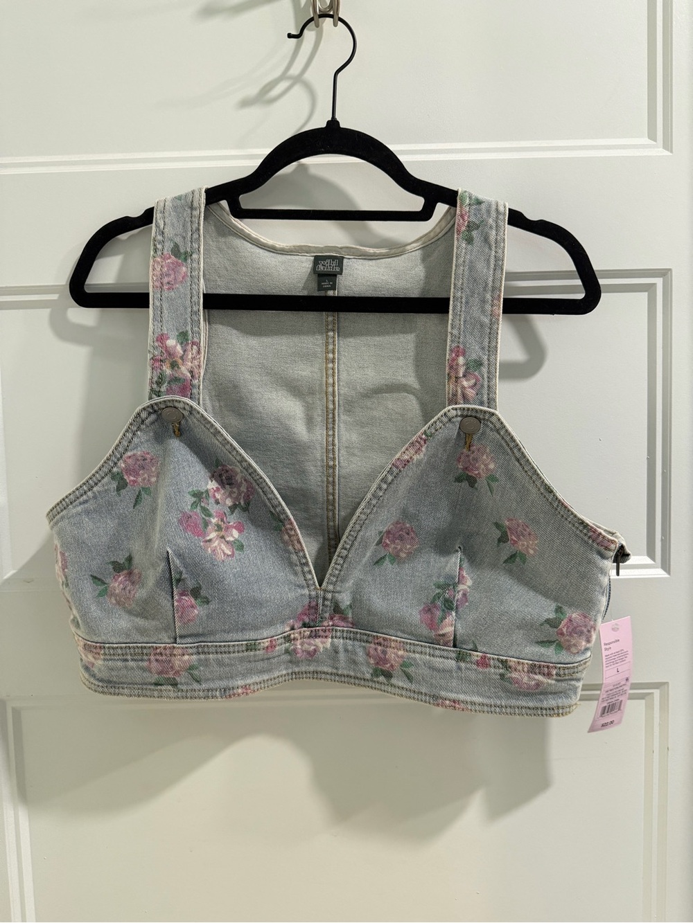 NWT Denim Floral Crop Top-Wild Fable sz L-SUMMER MUST HAVE!! - Picture 4 of 6